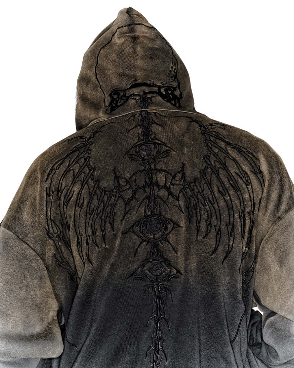 Skeleton Knight Hoodie - Brown DIY Washed