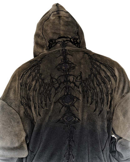 Skeleton Knight Hoodie - Brown DIY Washed