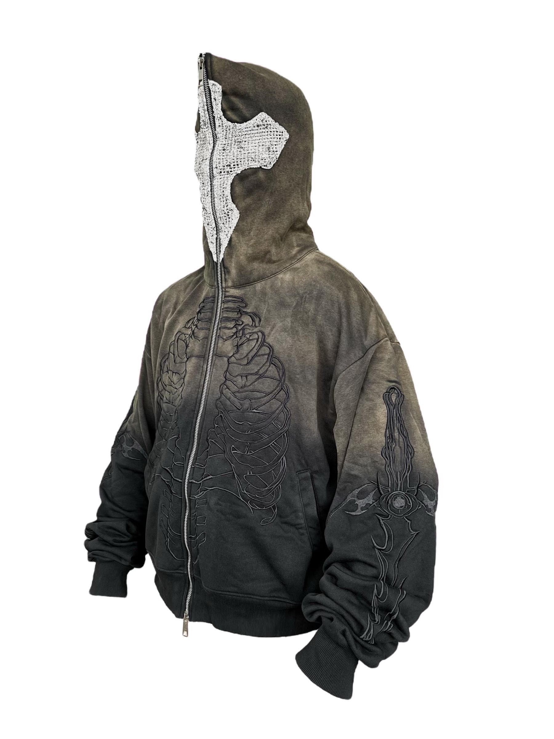 Skeleton Knight Hoodie - Brown DIY Washed