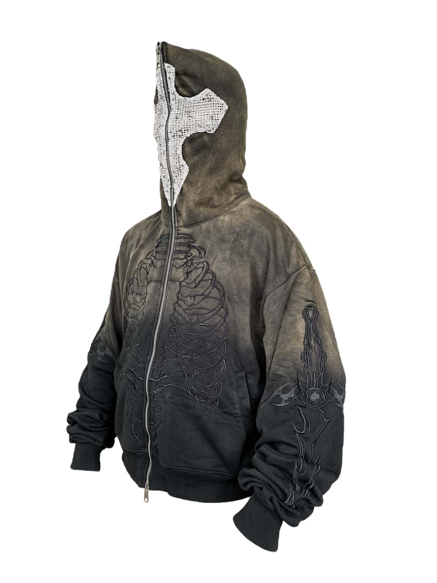 Skeleton Knight Hoodie - Brown DIY Washed