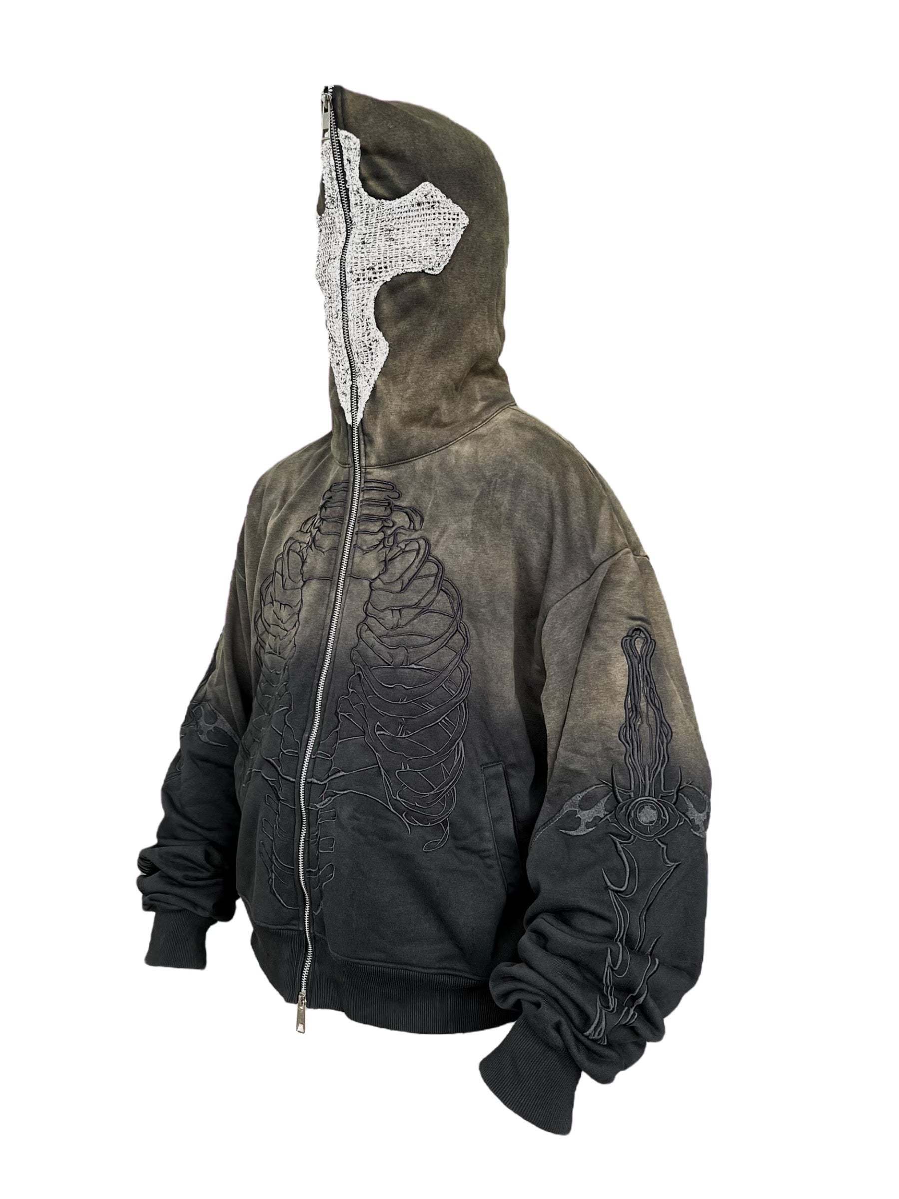 Skeleton Knight Hoodie - Brown DIY Washed