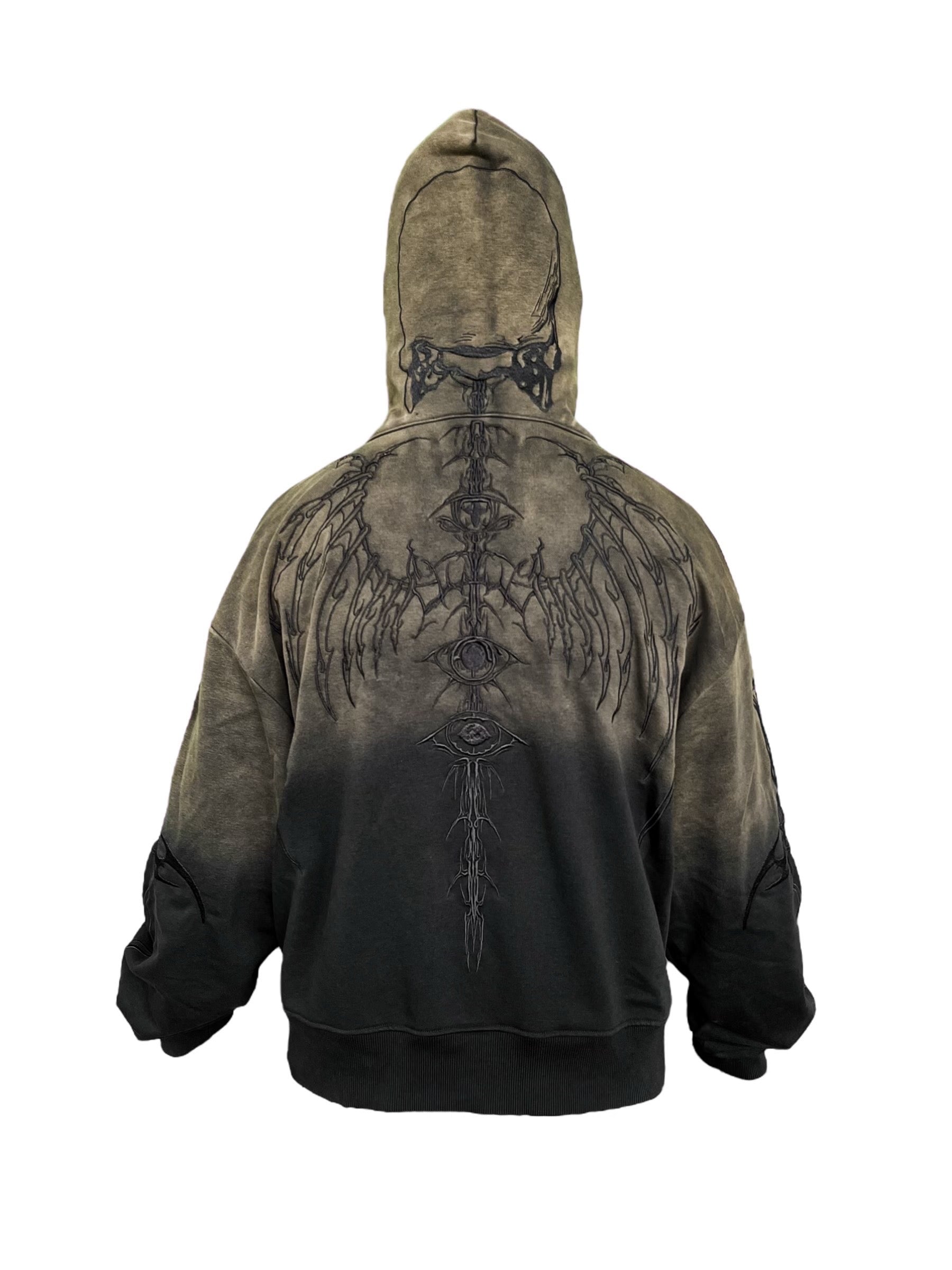 Skeleton Knight Hoodie - Brown DIY Washed