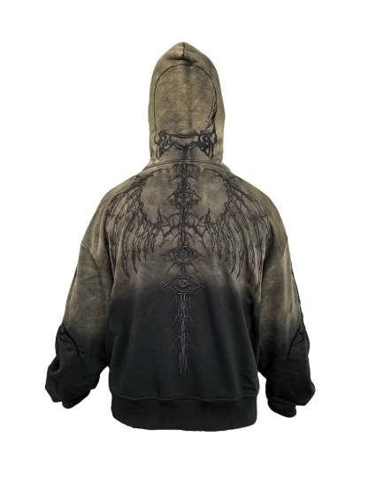 Skeleton Knight Hoodie - Brown DIY Washed