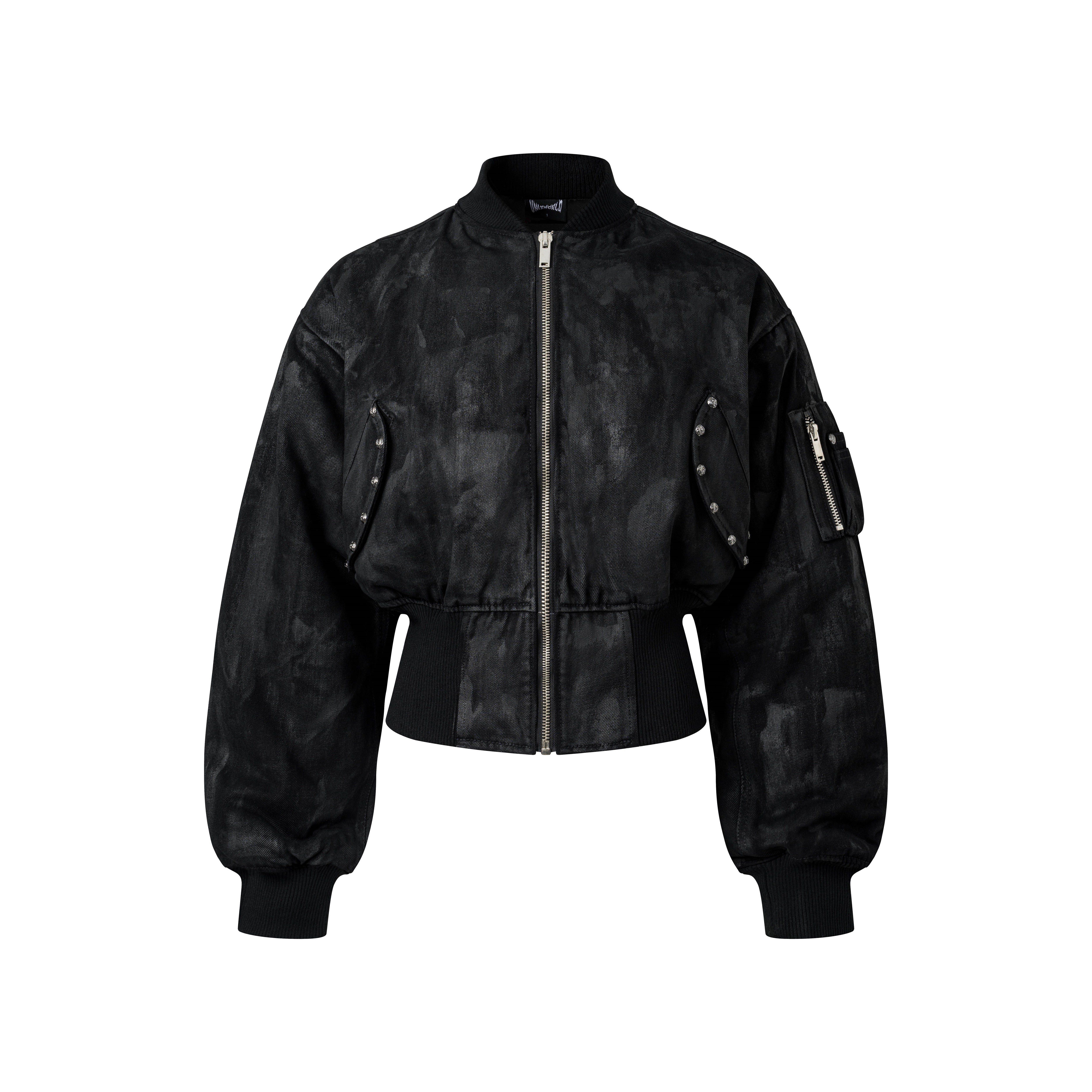 Black Coating Bomber Jacket