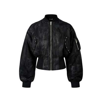 Black Coating Bomber Jacket