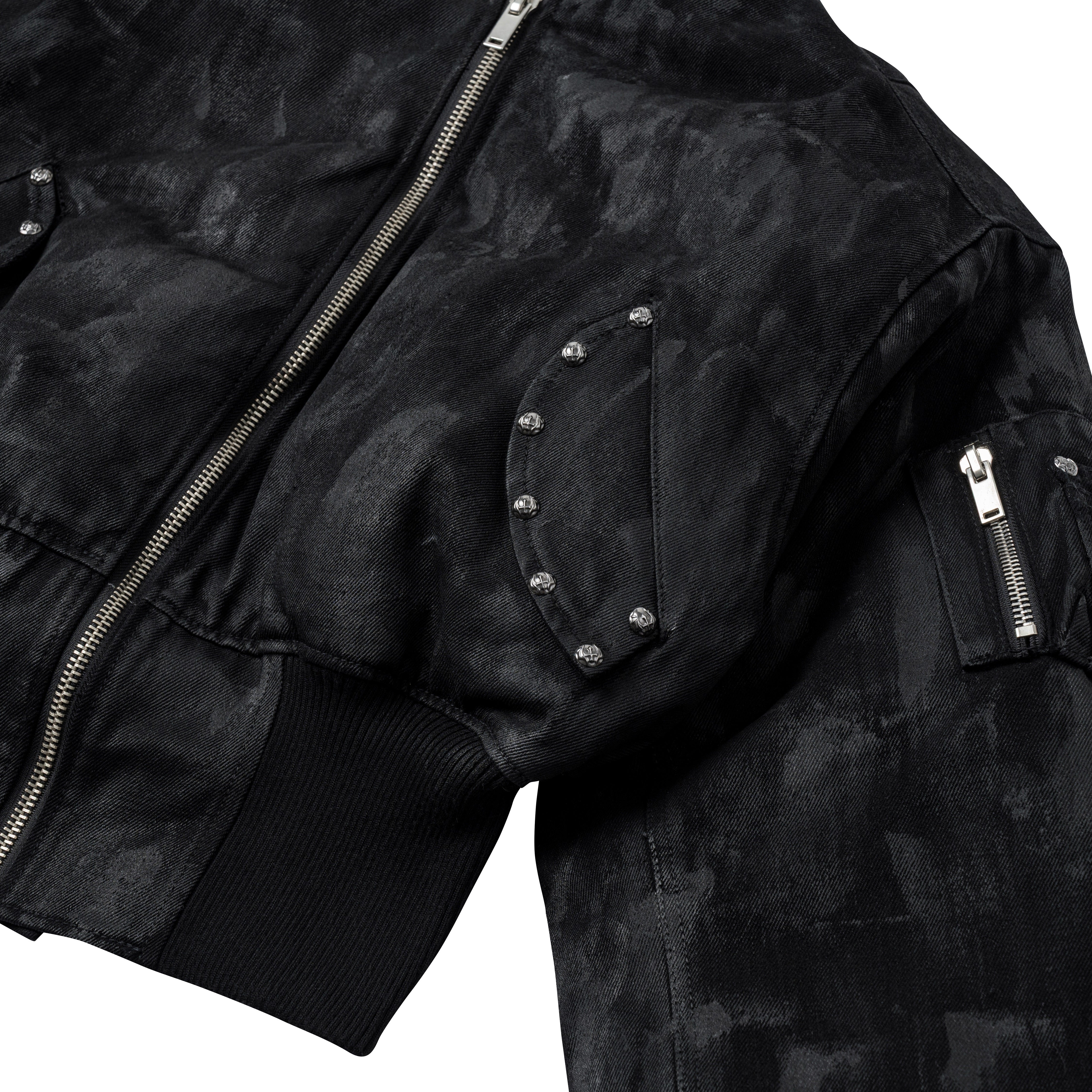Black Coating Bomber Jacket
