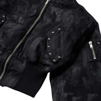 Black Coating Bomber Jacket