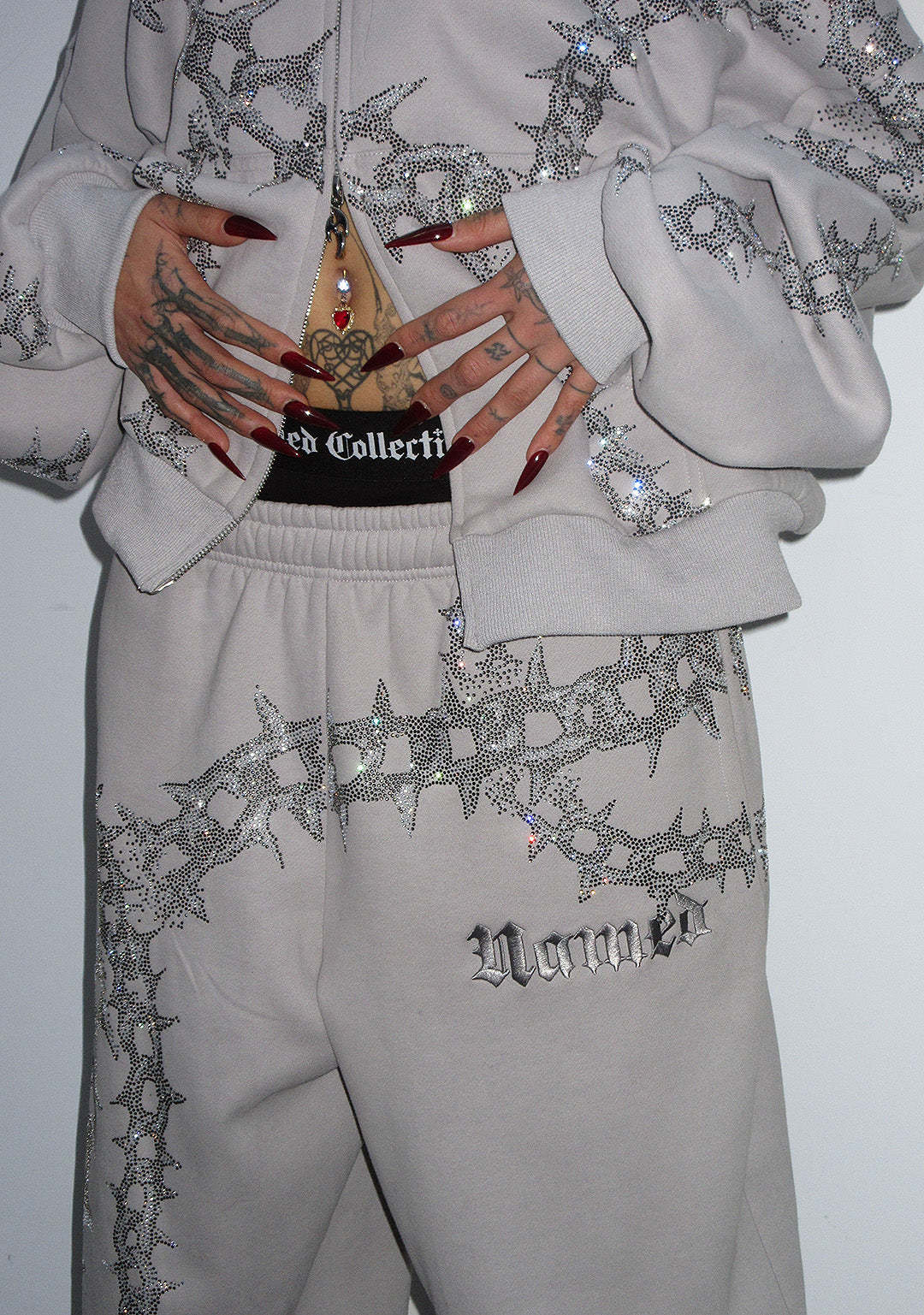 OMEN RHINESTONE OVERSIZED SET SMOKE GREY