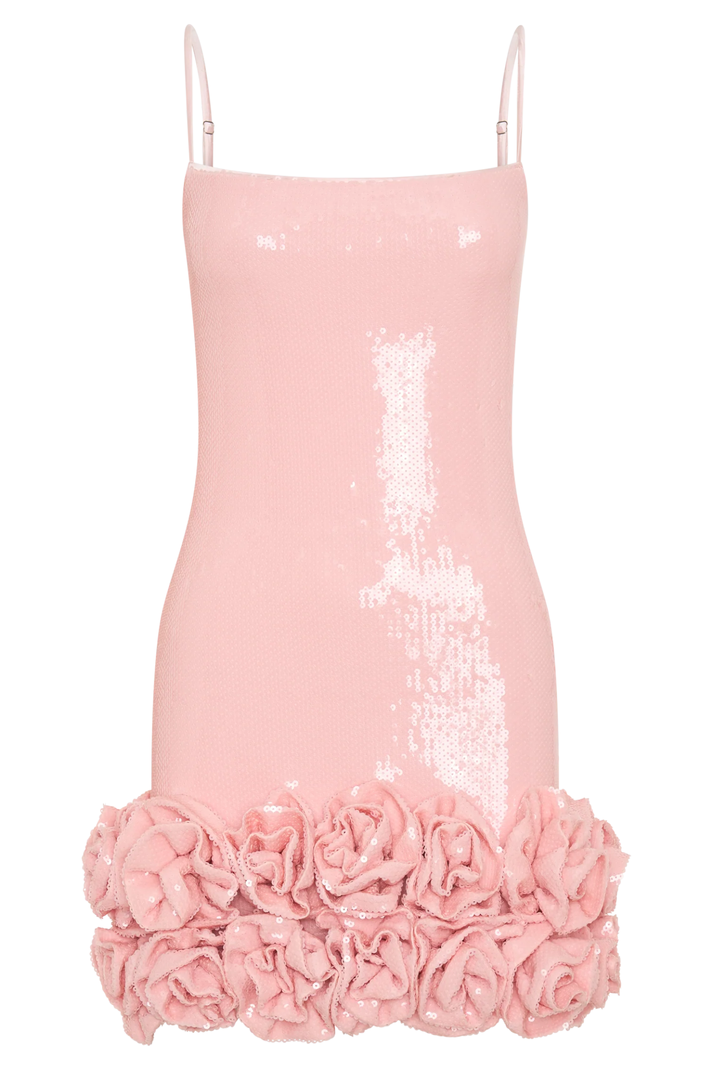 Faye Sequin Flower Mini Dress - Pale Pink