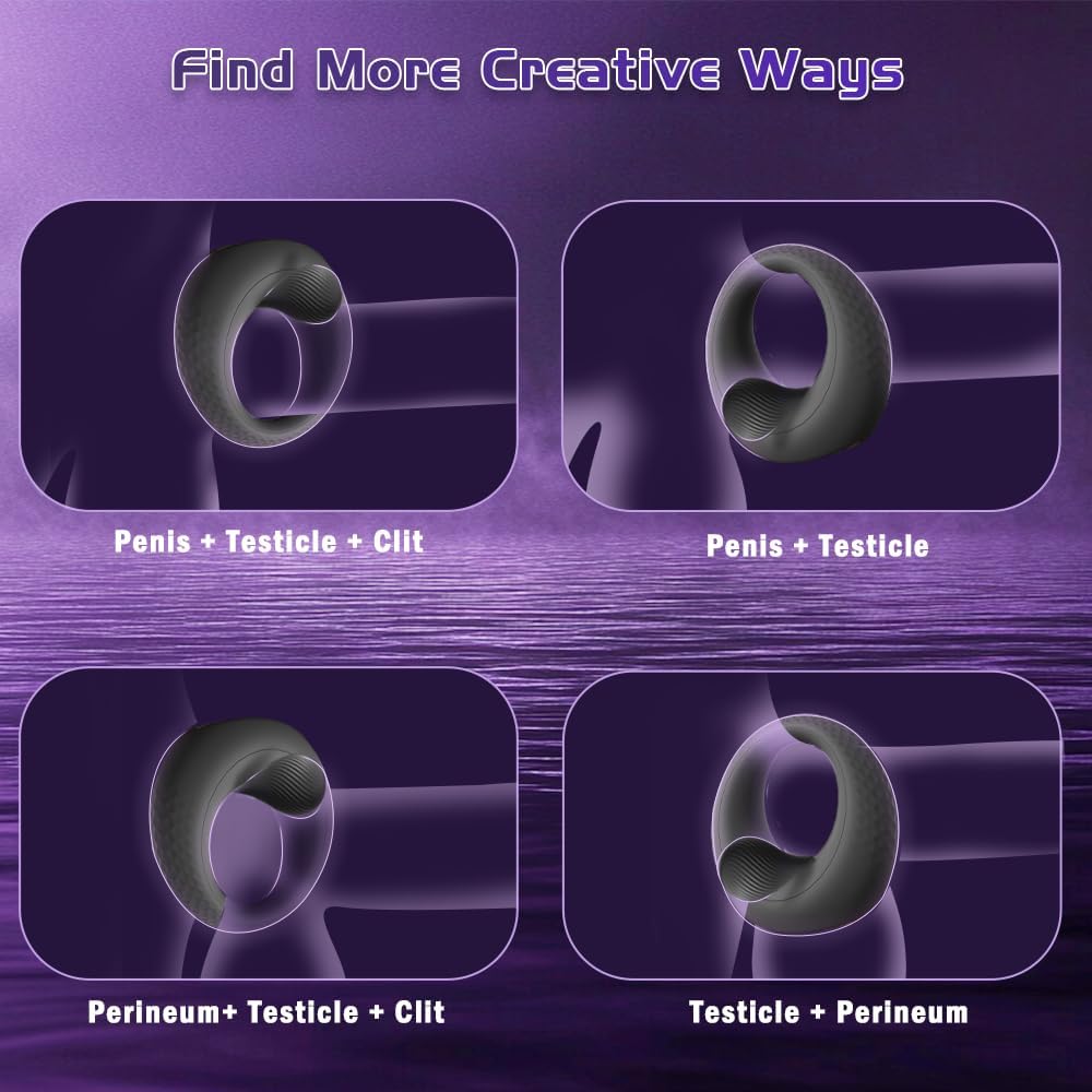 Vibrating Cock Ring with 360° Adjustable Bead Clitoral Stimulator, Pleasure Penis Ring Vibrator Couples Adult Sex Toys for Men Women, LITLLS Soft 8 Vibrations Male Couple Sex Toy Game for Men Erection