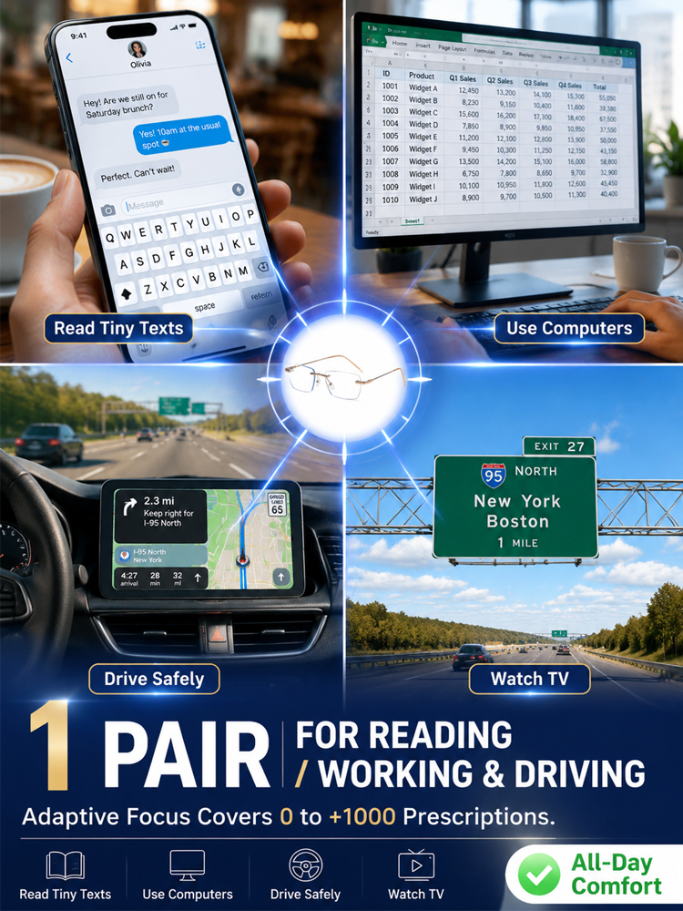 【100-Year German Optical Lab Innovation】Smart Auto-Focus Reading Glasses | Self-Adjusts for Presbyopia, Myopia & Astigmatism |Save 20 Years of Glasses Costs ✨