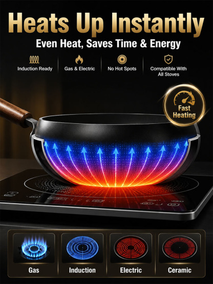 [100th Anniversary Flash Sale]Tsubame-Sanjo Masterpiece: Hand-Hammered Japanese Wok - 100% Toxin-Free & Natural Non-Stick 🇯🇵🍳80% OFF Artisan Iron Wok + FREE Rosewood Spatula & Lid 🎁📉