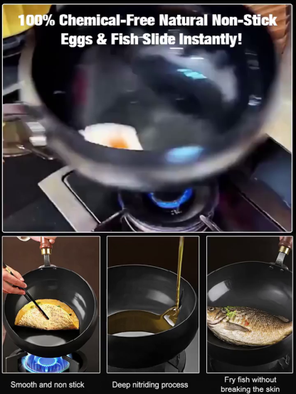 [A Century of Japanese Yanagawa-Sanjo Masterpieces] Physically Non-Stick Cast Iron Wok | SG Certified · Zero Harmful Substances | 7.5x Better Heat Conductivity · Saves on Gas Bills · Lasts 20 Years ✨