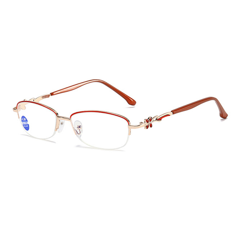 Anti-blue light fashionable half-frame ladies‘ reading glasses
