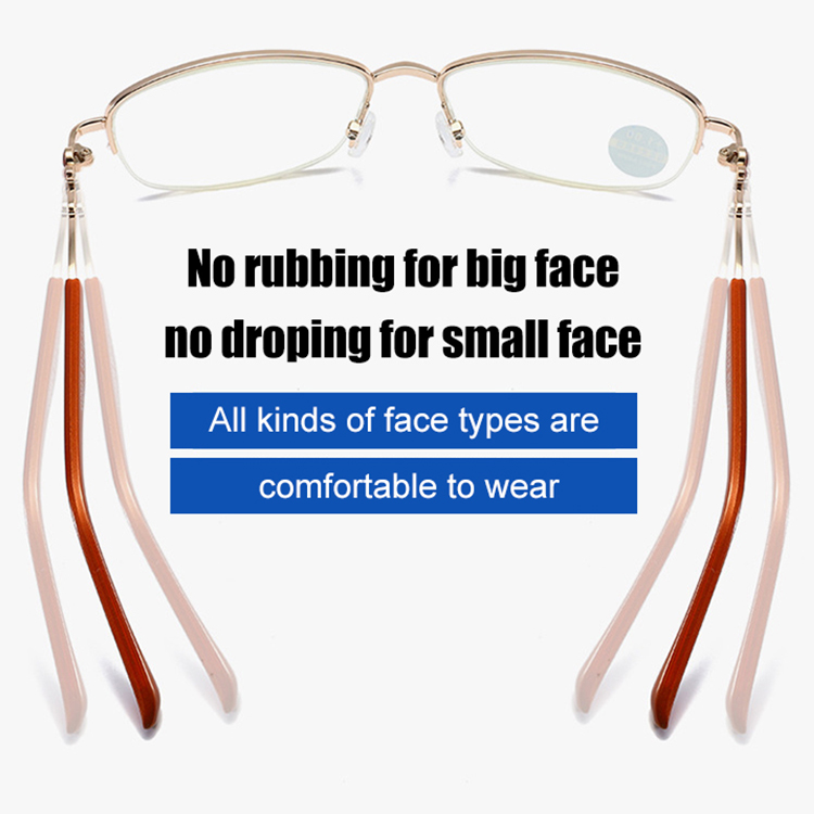 Anti-blue light fashionable half-frame ladies‘ reading glasses