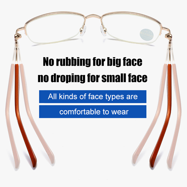 Anti-blue light fashionable half-frame ladies‘ reading glasses