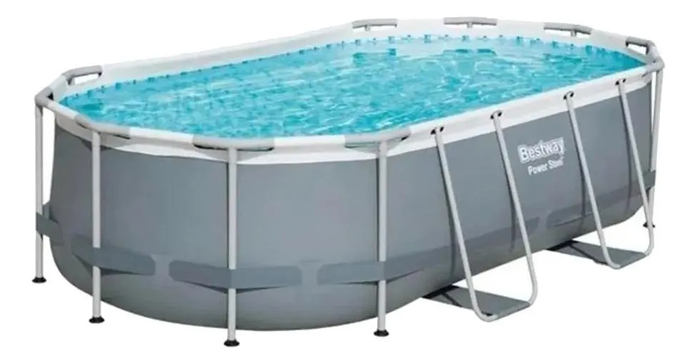 Alberca estructural ovalada Bestway 56622 con capacidad de 7250 litros de 4.27m de largo x 2.5m de ancho con Bomba y Escalera