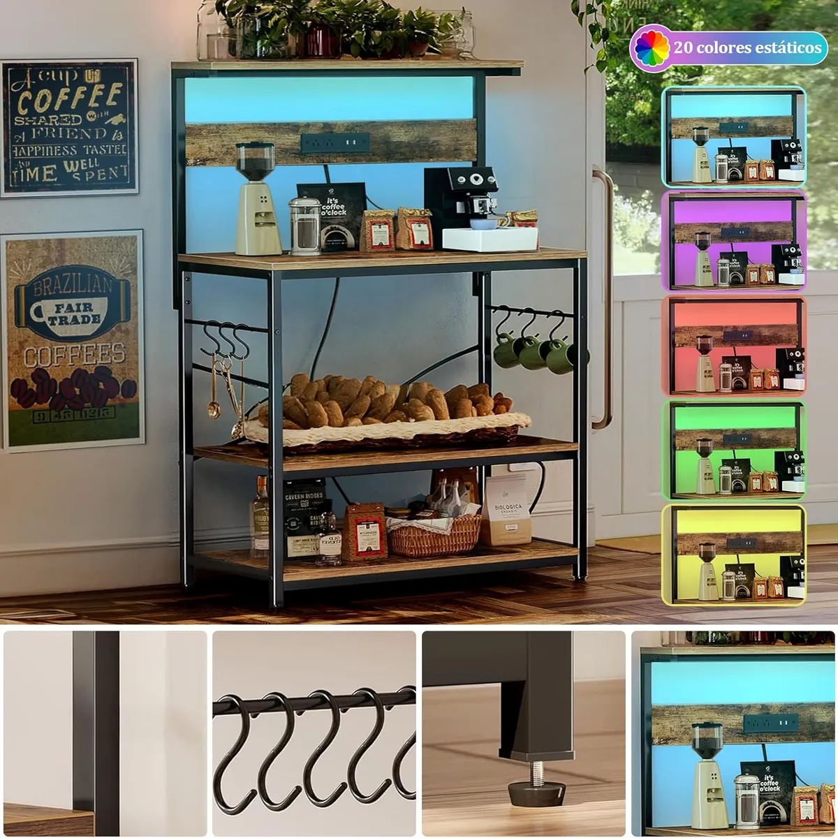 Alacenas Para Cocina Con Estación De Carga Y Luces Led Rgb