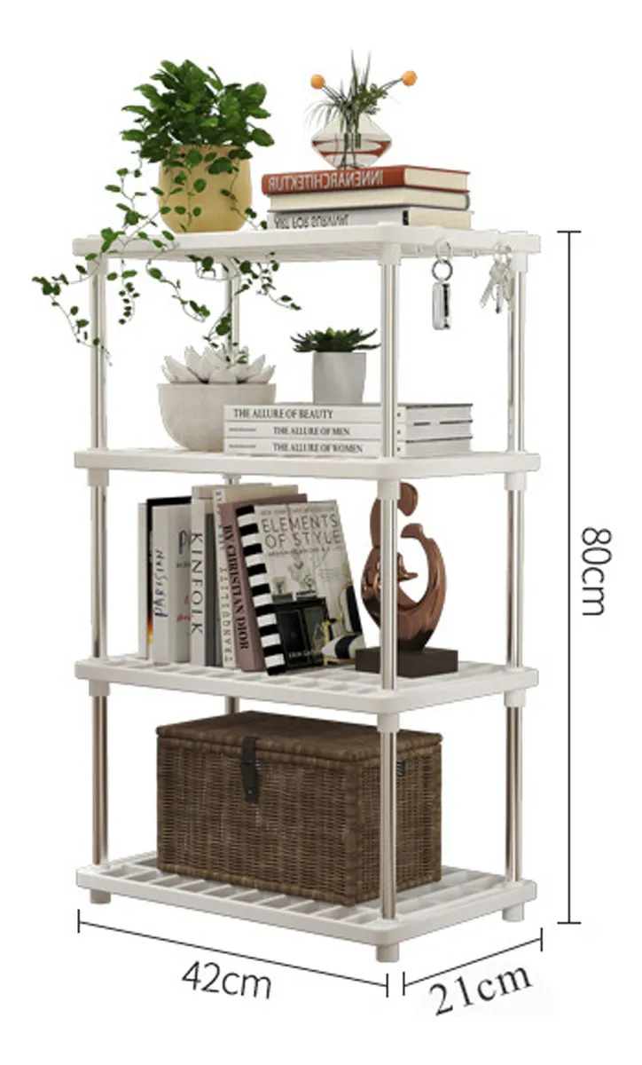 21312 312Estante Organizador De 4 Repisas Anaquel Plastico Multiusos Color Blanco