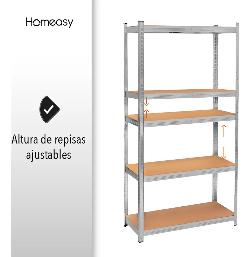 Anaquel Metálico 5 Niveles 90x40x180 Cm Organizador Uso Rudo RACK-10
