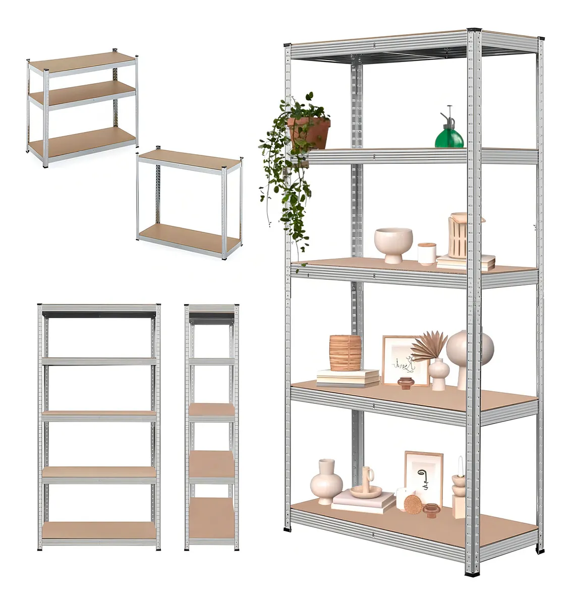 Mueble Cuory Organizador Estante Metal Anaquel 5 Niveles Metal 180 X 40 X 90 Color Gris Premium