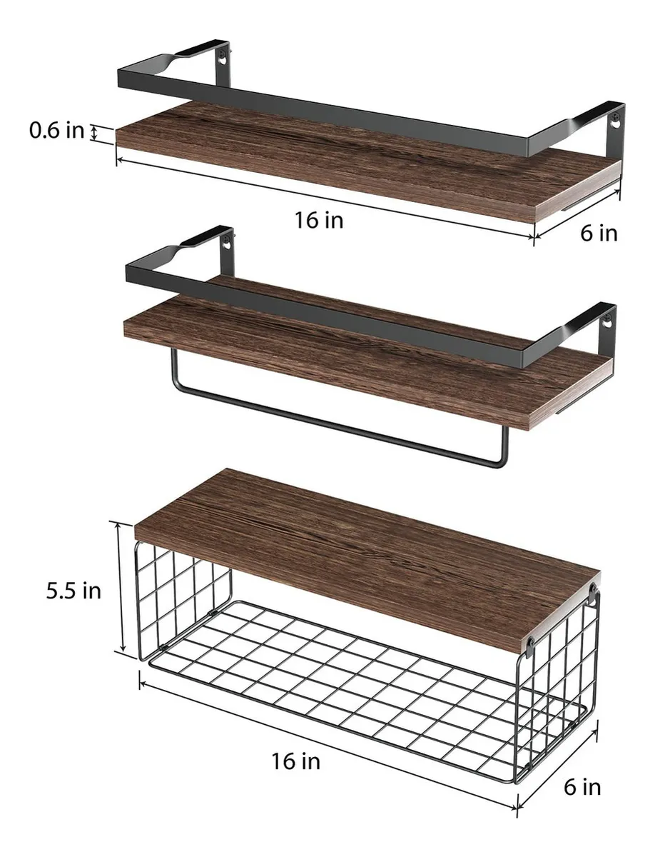 3 Pisos Banna Estantes De Madera De Para Dormitorio De Baño 40 Cm Banna Color Marrón 16.5 "