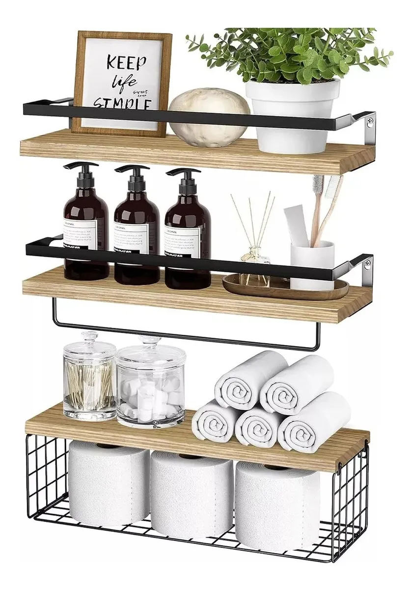 3 Pisos Banna Estantes De Madera De Para Dormitorio De Baño 40 Cm Banna Color Marrón 16.5 "