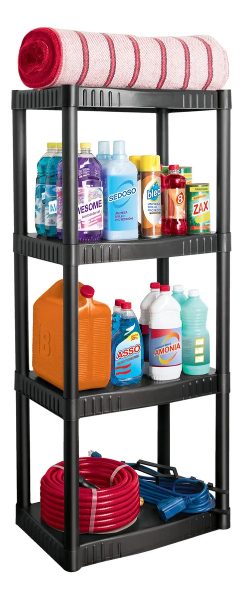 Estante Plastico Anaquel Pretul 4 Repisas 25075 Color Negro