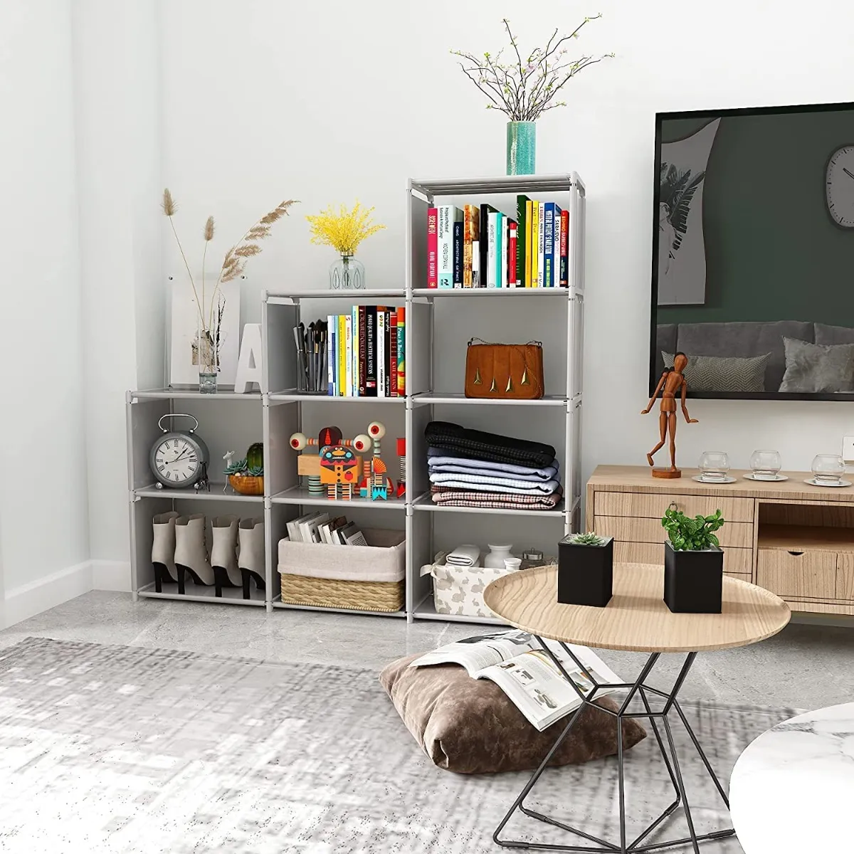 Estantería Multifuncional Estantería Cuatro Filas 9 Rejillas