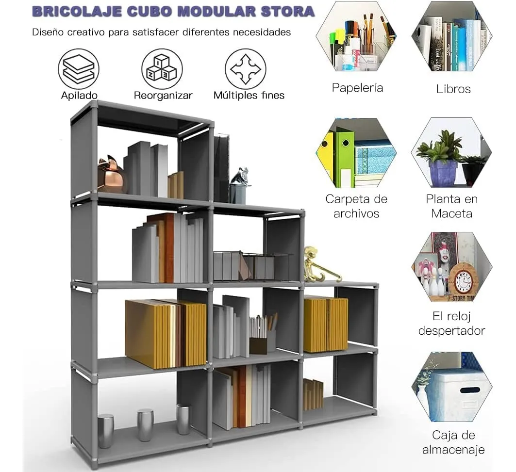 Estantería Multifuncional Estantería Cuatro Filas 9 Rejillas