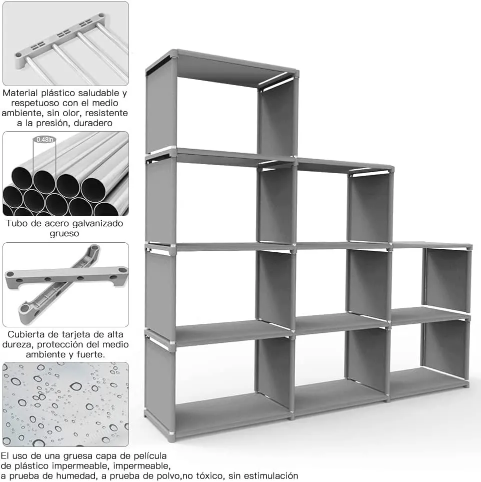Estantería Multifuncional Estantería Cuatro Filas 9 Rejillas