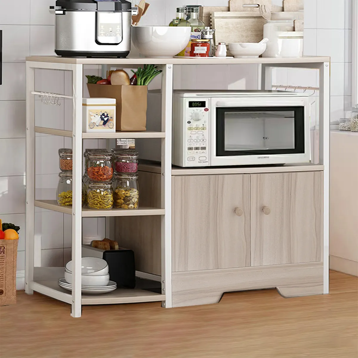 Estante Metalico Anaquel Organizador Hogar 3 Niveles Estante Alacena Organizador Cocina Gabinete Alamcenamiento Lafulaifu De Marco De Acero,organizador De Alacena Grano De Madera Microondas Modernas