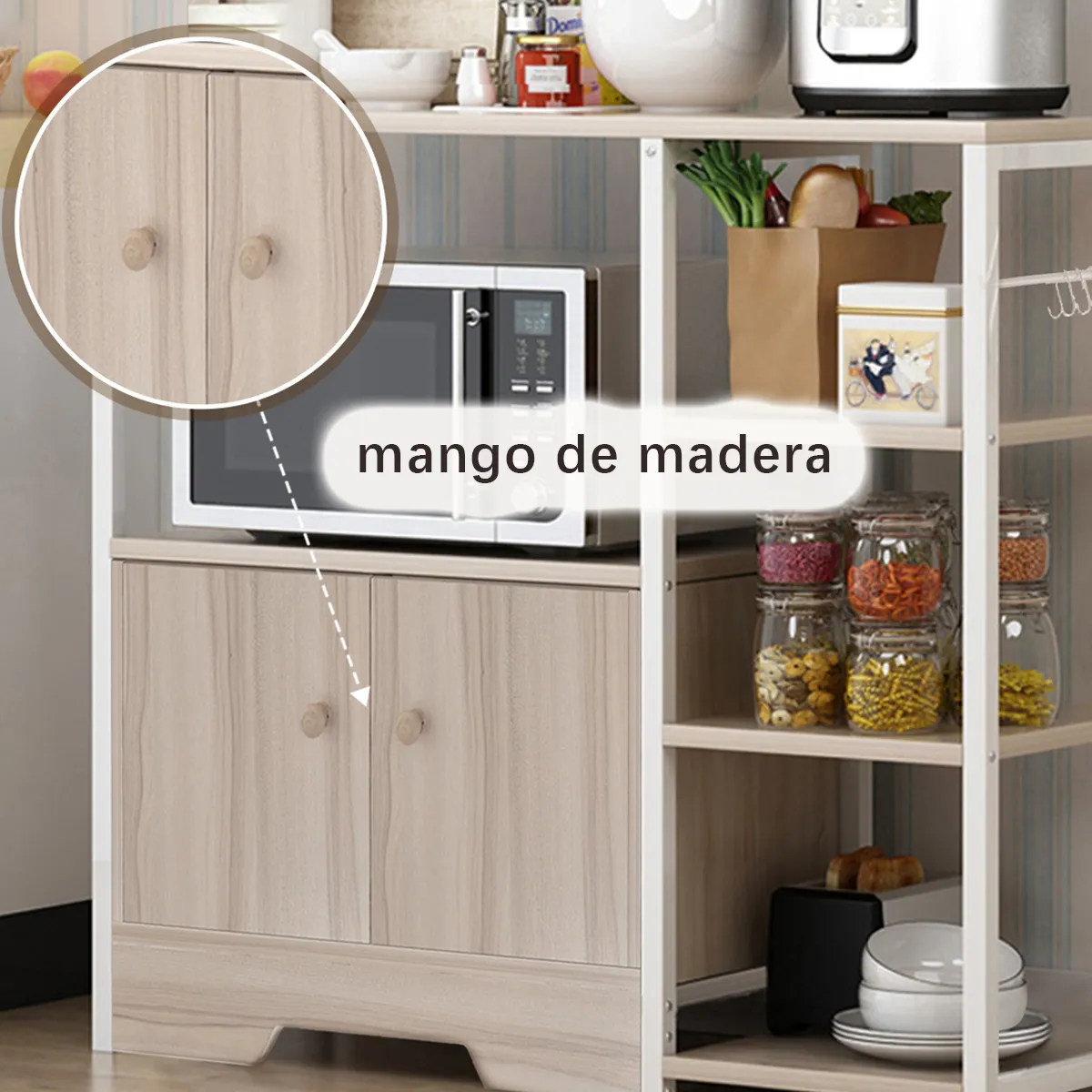 Estante Metalico Anaquel Organizador Hogar 3 Niveles Estante Alacena Organizador Cocina Gabinete Alamcenamiento Lafulaifu De Marco De Acero,organizador De Alacena Grano De Madera Microondas Modernas