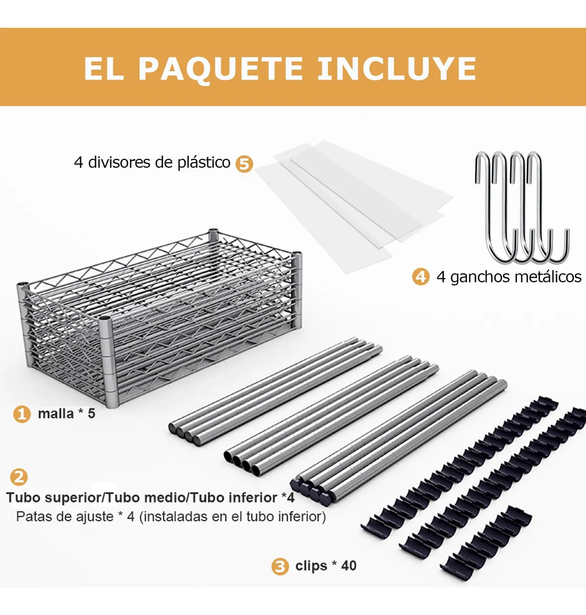 Estante Organizador Metálico De 5 Niveles De Cocina Baño