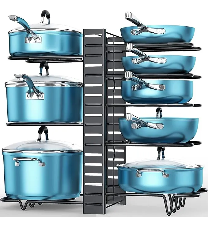 Organizador Alacena Ollas Tapas Alzada Metal Reforzado Mesad Color Negro