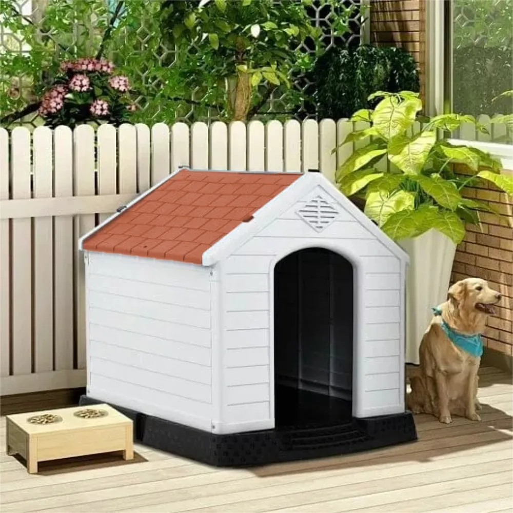 Casa Para Perro Q Perrón Mediana Con Puerta Y Teja Color Beige
