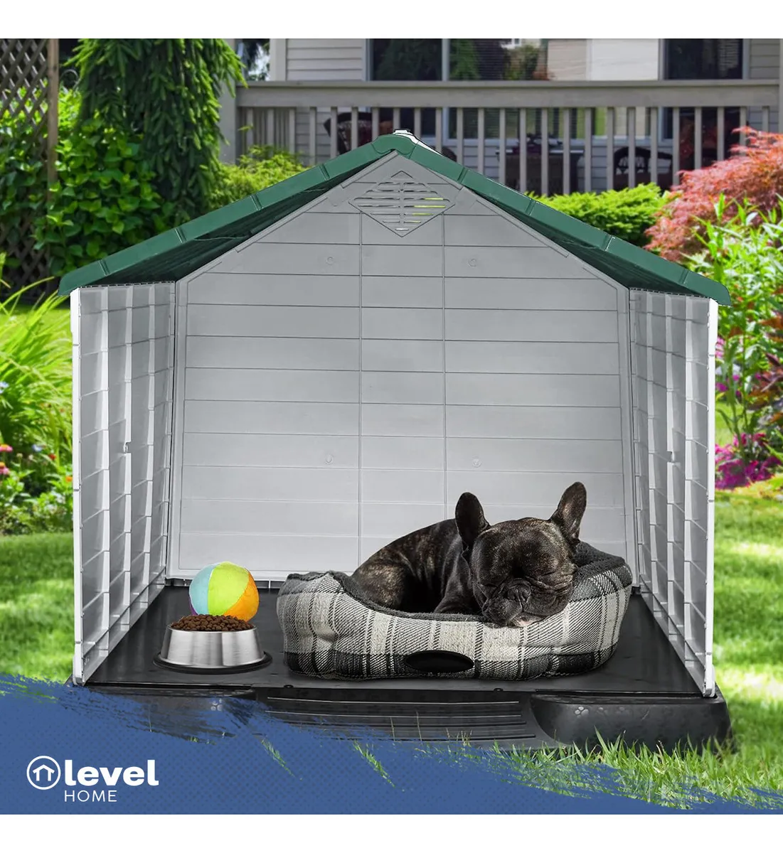 Casa De Plástico Exterior Térmica Raza Extra Grande 110cm Color Verde