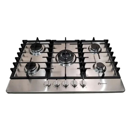 Estufa Parrilla 5 Quemadores Acero Inoxidable Comal Incluido Color Plateado