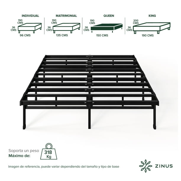 Base de Cama Queen Size Zinus Justin de Metal Resistente Montaje Fácil para todas las edades