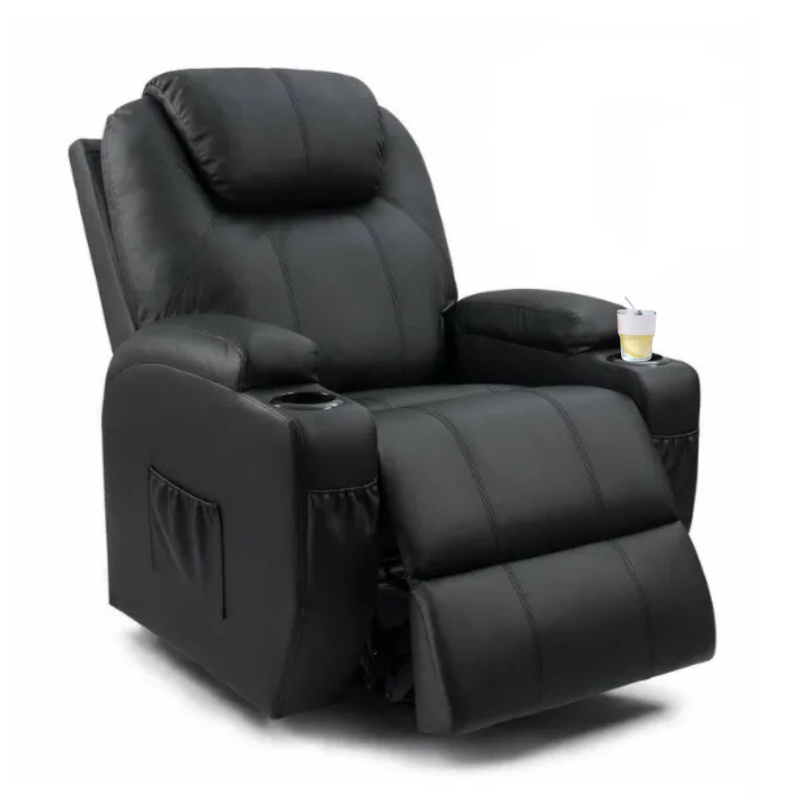 Silla reclinable de piel sintética con función de masaje y calefacción