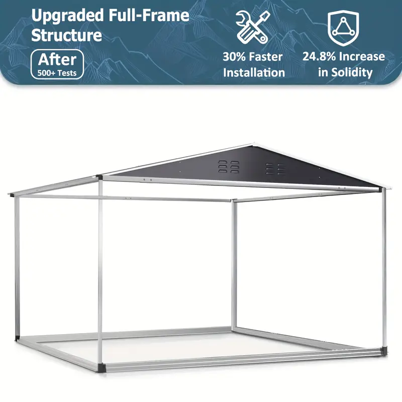cobertizo de almacenamiento exterior de 10x10ft, gran cobertizo de jard&iacute;n, con techo inclinado y ventilaci&oacute;n. marco de puertas reforzadas y con cerradura actualizadas para cobertizo de metal para patio, patio trasero, garaje, c&eacute;sped,   detalles 2