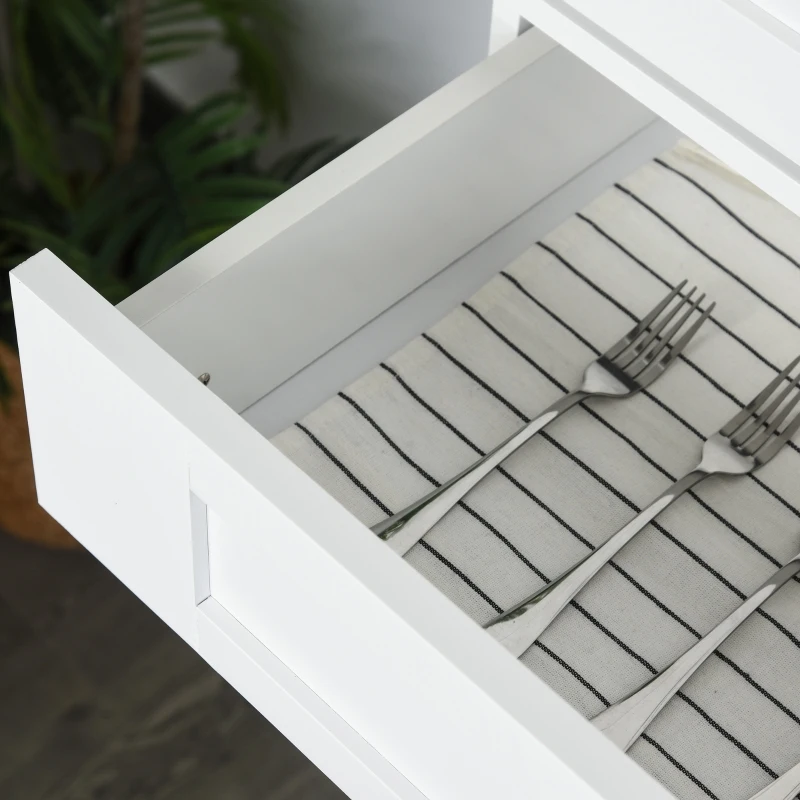 Armario con puertas y cajones, estantería ajustable.