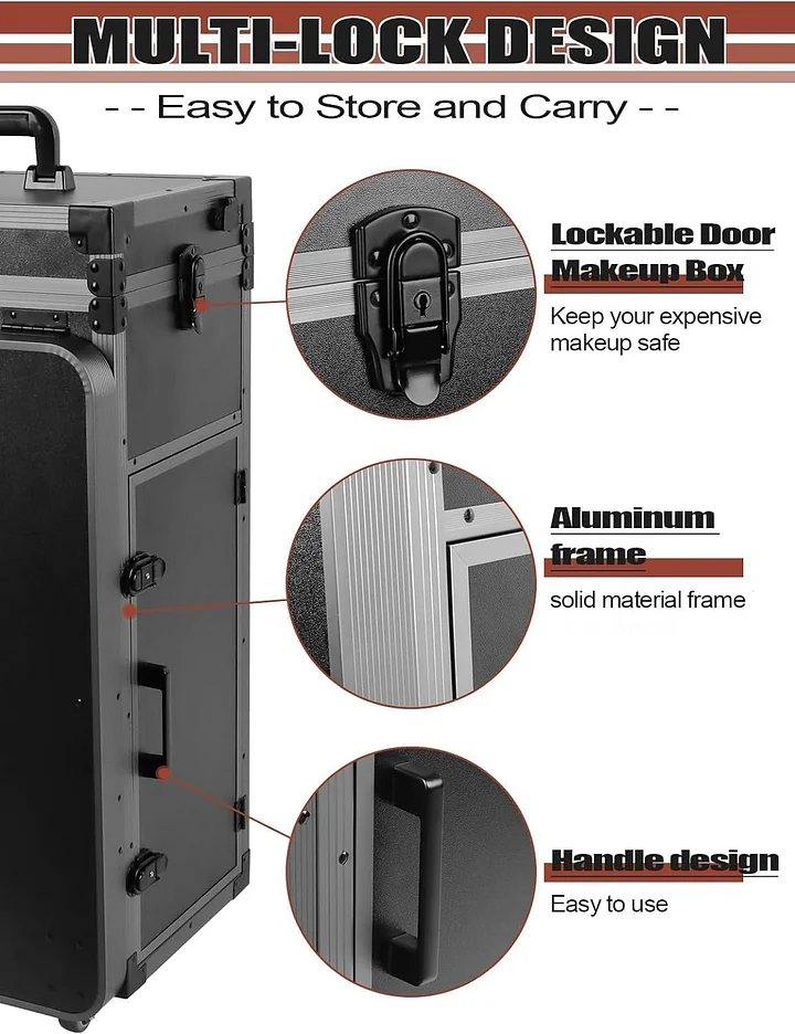 Mesa de manicura enrollable para tren de maquillaje con computadora de uñas plegable, estación de trabajo de maquillaje