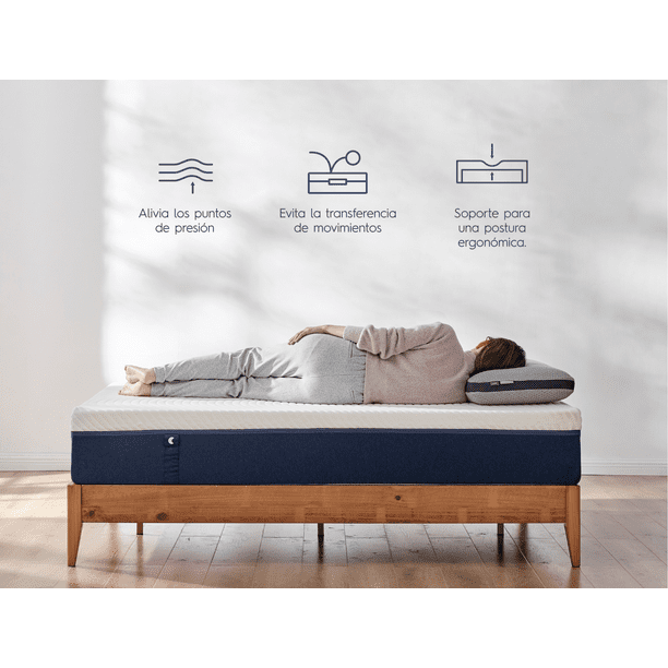 Colchón Luuna Original y 2 Almohadas Ajustables Luuna, Memory Foam, Colchón en Caja blanco Matrimonial