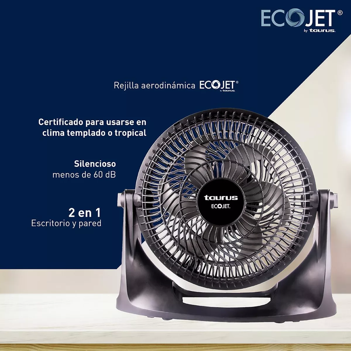 Ventilador Mesa Y Pared Taurus Oasis 10 Pul. Gran Flujo Cantidad de aspas 6 Color de la estructura Negro Diámetro 26 cm Material de las aspas Plástico-clavo