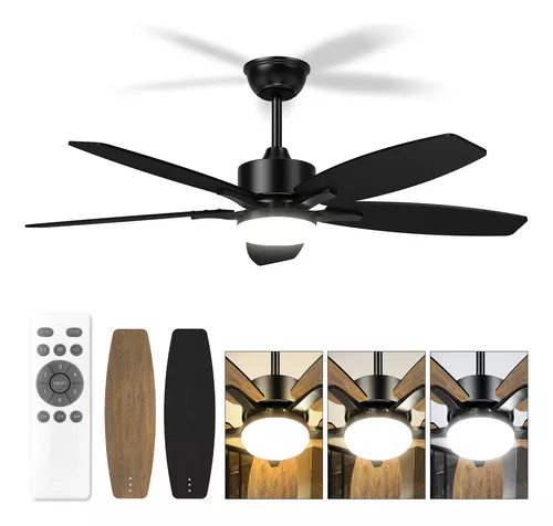 Ventilador De Techo Modernos De 42 Pulgadas, Ventilador De Techo Con Luz Led Y Control Remoto, Lampara Ventilador Silencioso De 5 Aspas Para Interior/exterior Con 3cct+6 Velocidades