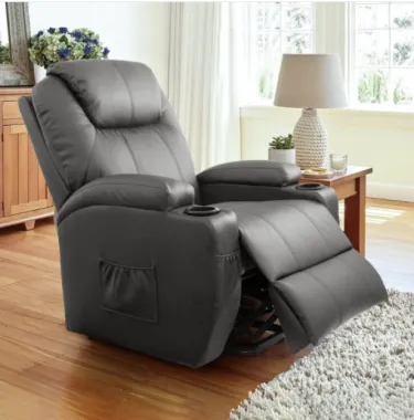Silla reclinable de piel sintética con función de masaje y calefacción
