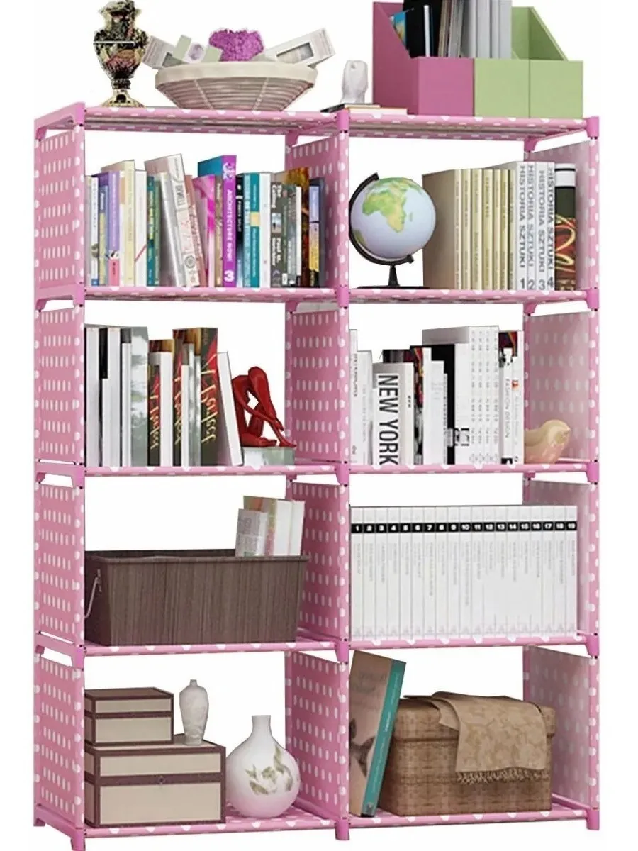 Librero organizador Adilier A01 estante cubo rosa 80cm x 125cm x 27cm 3cm de espesor soporta hasta 20kg repisas flotantes