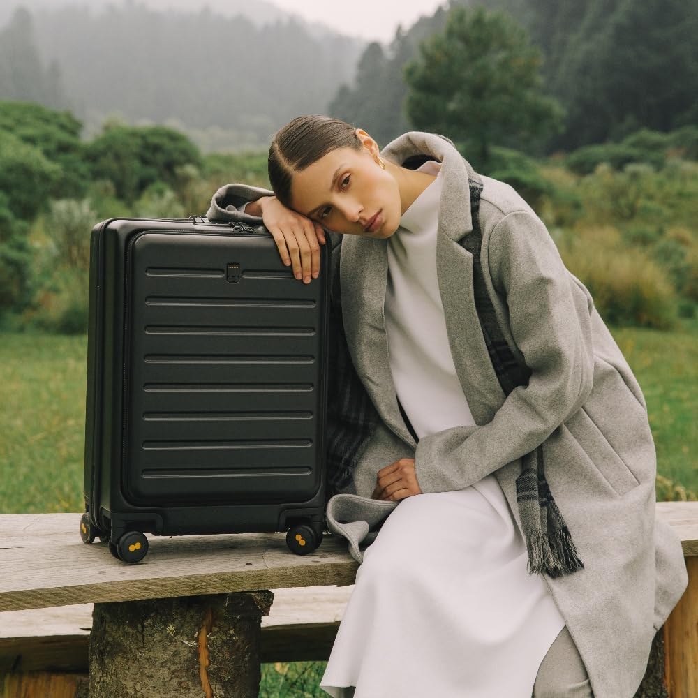 LEVEL8 Grace Maletas de Viaje, 20" Equipaje Expandible, Maletas de Mano con Bolsillo Frontal, con Ruedas Spinner y Cerradura Tsa, Gris