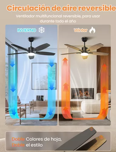 Ventilador De Techo Modernos De 42 Pulgadas, Ventilador De Techo Con Luz Led Y Control Remoto, Lampara Ventilador Silencioso De 5 Aspas Para Interior/exterior Con 3cct+6 Velocidades